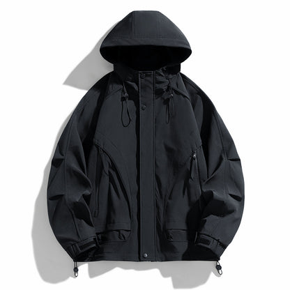 Spring And Autumn High-grade Simple Versatile Trench Coat Windproof Hood Jacket