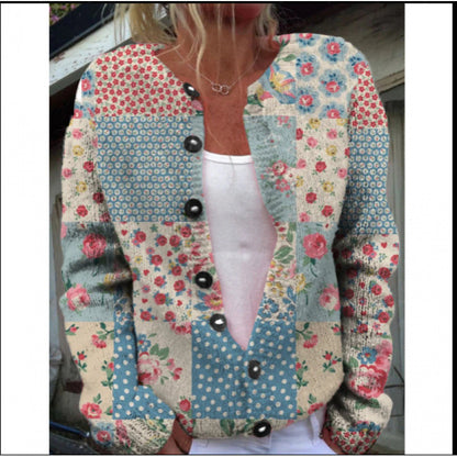 New Digital Printing Cardigan Coat For Women
