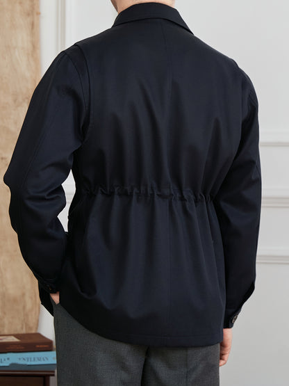 Fashion Waist-controlled Elastic Safari Jacket Coat Thin Polo Collar Jacket Men