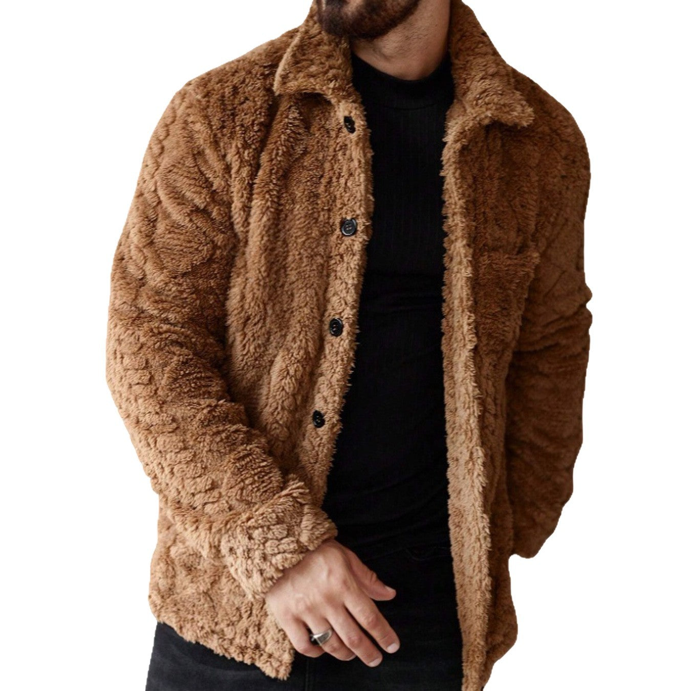 Retro-style Fashion Jacquard Tailored Wool Jacket With A Turn-down Collar