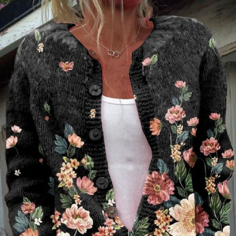 New Digital Printing Cardigan Coat For Women